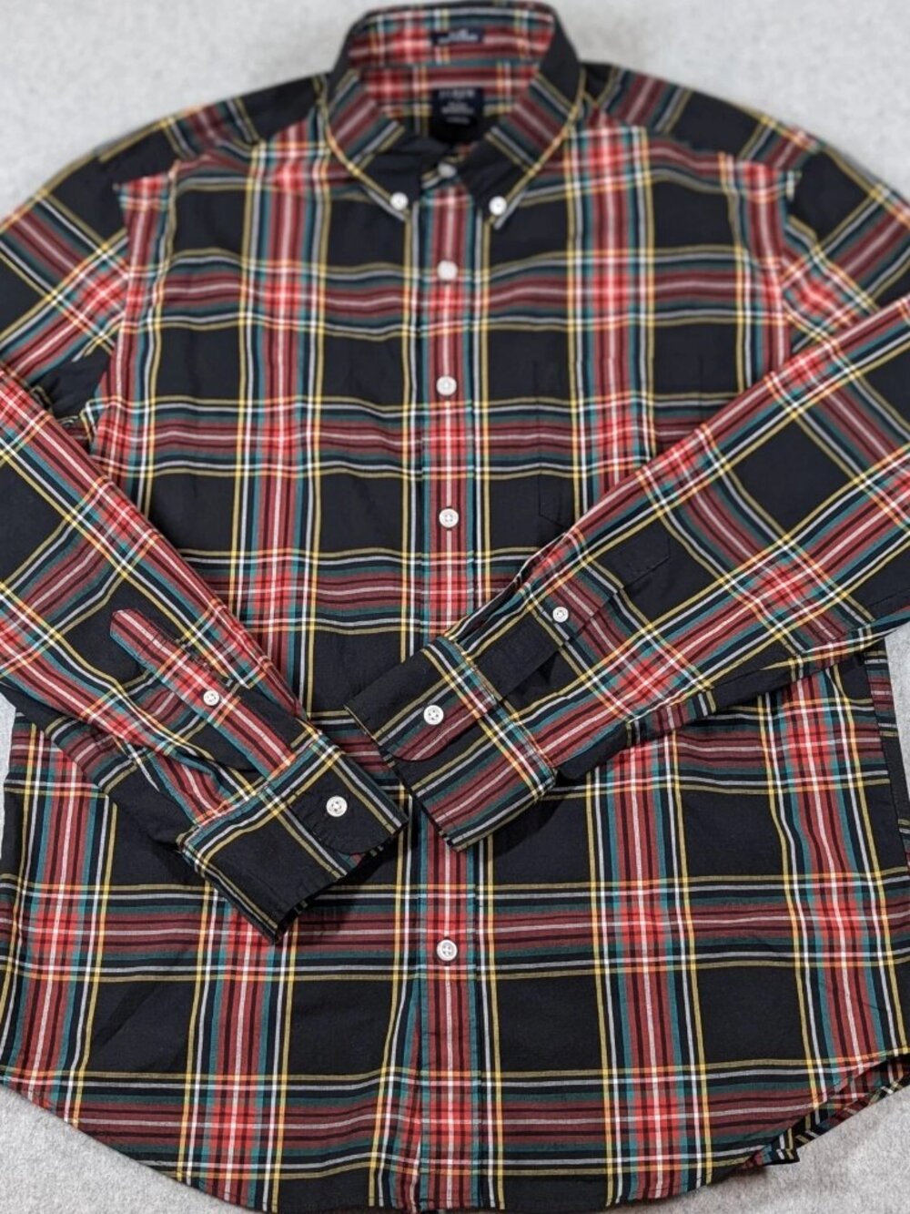 J Crew Shirt Mens Large Slim Untucked Holiday Tartan Casual Button Down